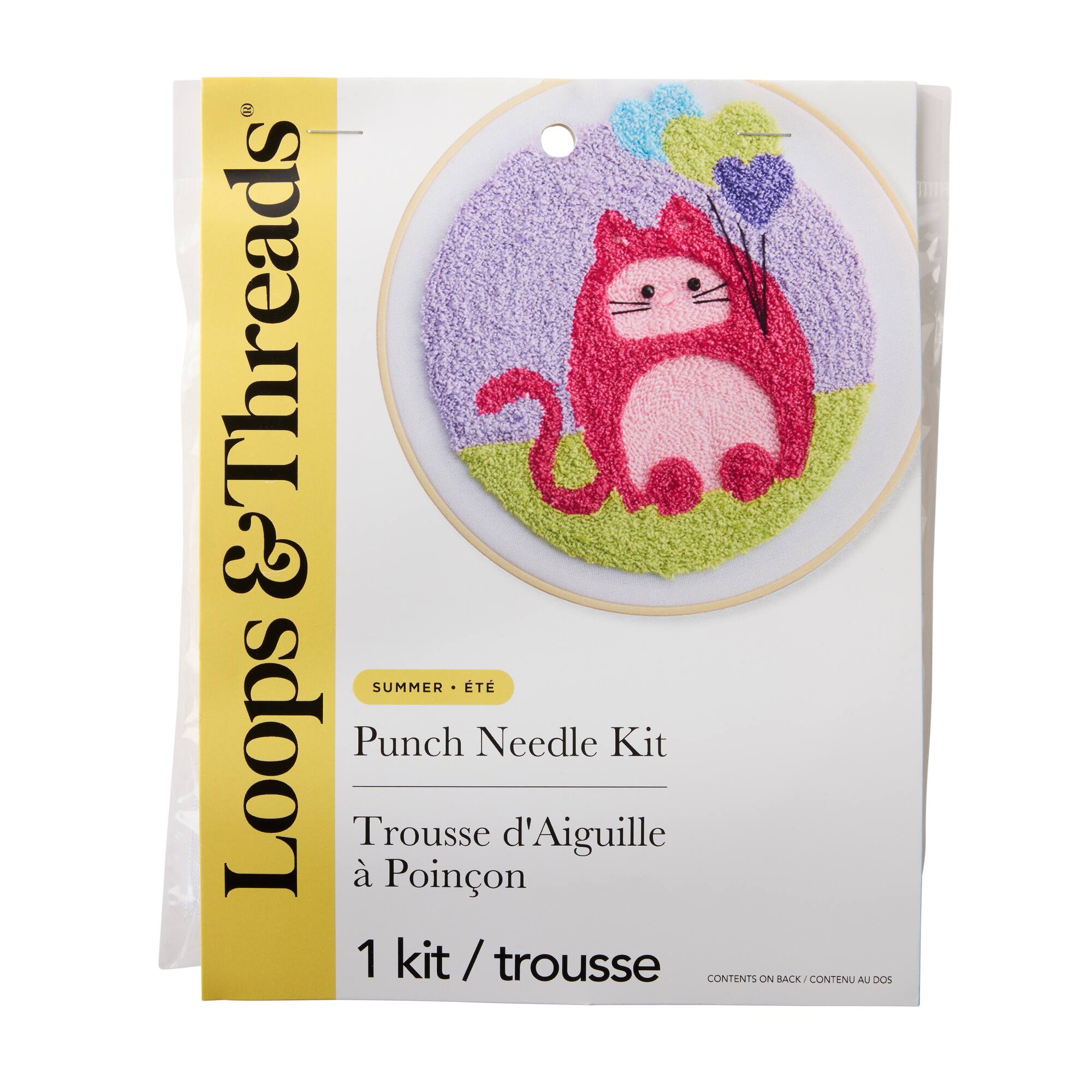 Summer Pink Cat Punch Needle Kit by Loops & Threads®